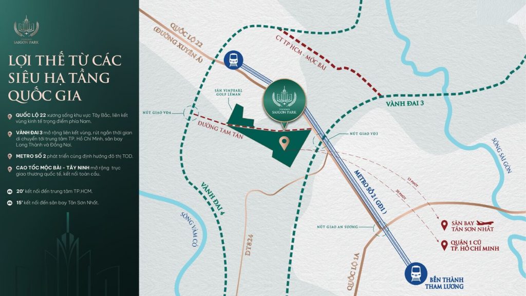 Hạ tầng kết nối Vinhomes Saigon Park: Vành đai 3, cao tốc TP.HCM - Mộc Bài, Metro số 2