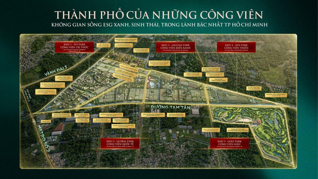 Thành phố của những công viên - 5 đại công viên, hơn 100 công viên nội khu Vinhomes Saigon Park