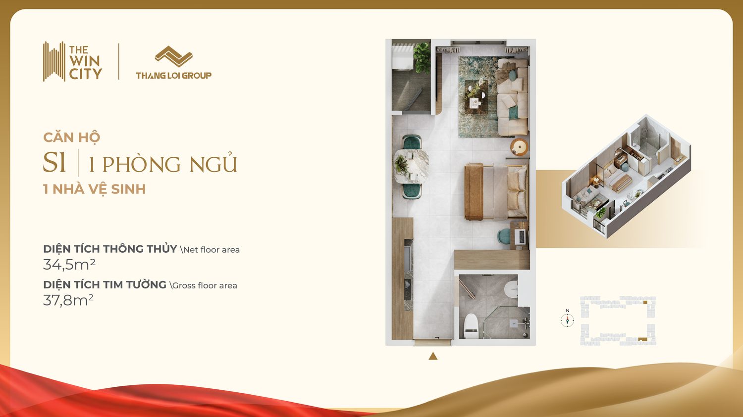 Layout căn hộ Studio The Win City