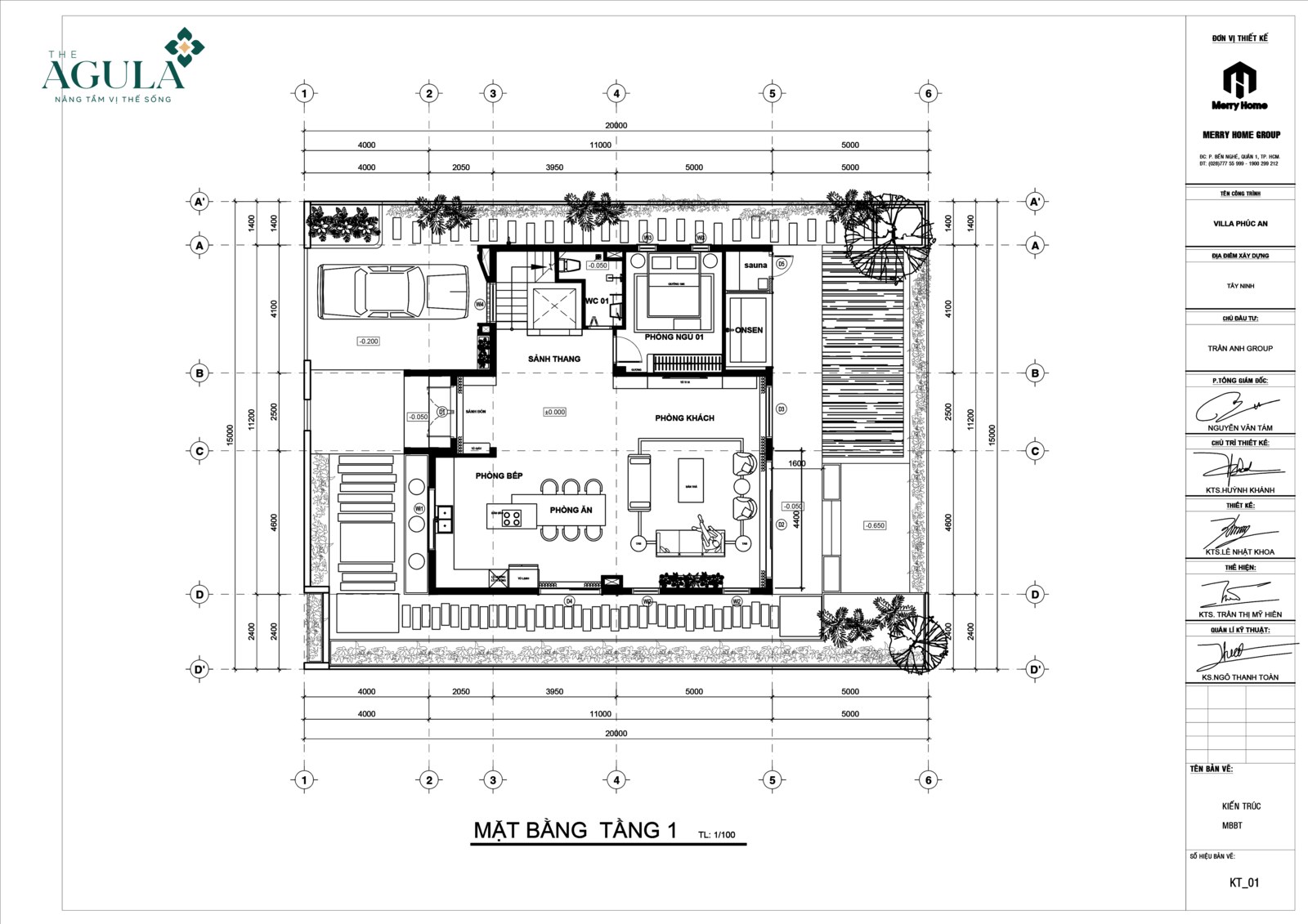 Mặt bằng tầng 1 The Agula